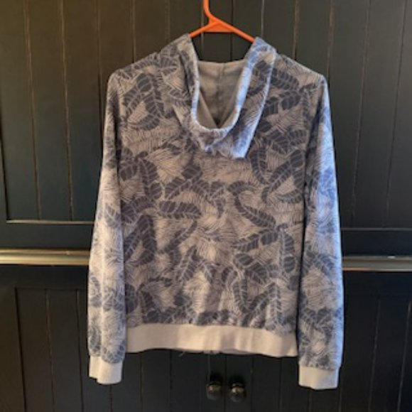 Others Follow gray & blue tropical leaf print hoodie - Picture 4 of 5